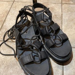 Lace up black Dr. marten platform sandals